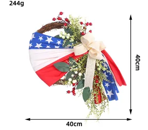 Vista detallada de la corona patriótica de 40 cm para el Día de la Independencia de EE. UU.