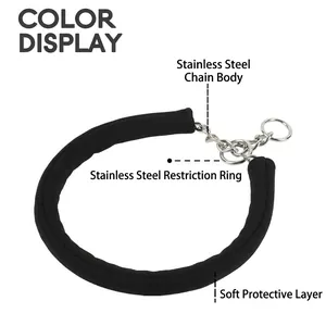 Stainless Steel Dog P-Chain Collar With Soft Neck Protection Padding Seamlessly Welded Non-Pull Training Choke Collar For Large Medium Small Dogs