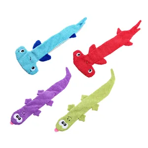 Jouets couineurs en peluche en forme de lézard pour chiens, résistants, en velours côtelé.