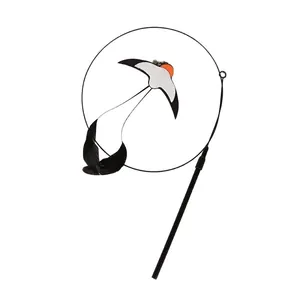 Interactive swallow bird cat teaser wand with feathers and long pole for indoor pet play