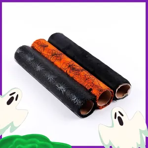 Διακοσμητικά ρολά πλέγματος Halloween με σχέδια αράχνης και σκελετού για τραπέζια πάρτι