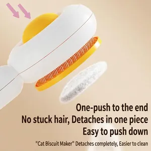 Self-cleaning pet slicker brush for cats and dogs, easy hair removal and grooming tool