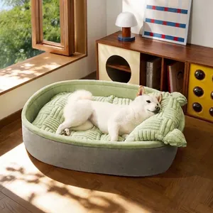Cozy all-season pet bed for small and medium dogs and cats featuring a soft plush texture