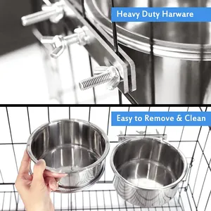 Close-up detail of heavy-duty mounting hardware and removable stainless steel cage bowl