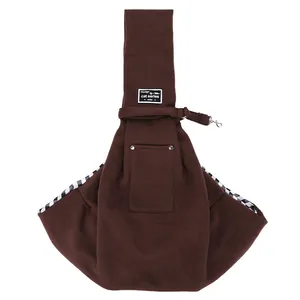 Sac de transport pliable marron pour animaux de compagnie avec doublure à carreaux