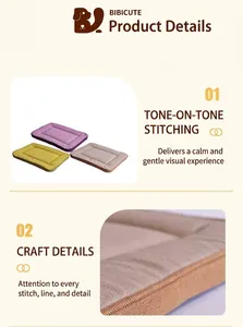 Close-up detail of durable stitching and soft texture on pet dog bed mat