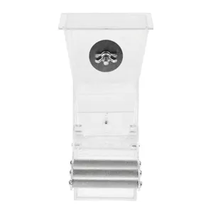 Automatic transparent bird feeder for cages with large capacity and metal rollers