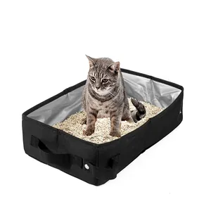 Detailweergave van draagbare opvouwbare Oxford stoffen kattenbak met waterdichte voering