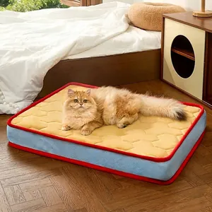 Orthopedic cat bed mattress with breathable mesh and quilted supportive surface
