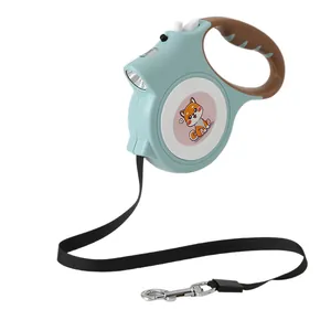 Professional 5m retractable dog leash with LED light for safe nighttime walking