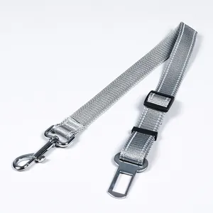 Laisse de ceinture de sécurité réfléchissante et réglable pour chien, gris argenté