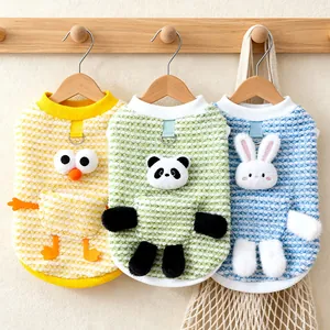 Felpa con Cappuccio per Animali Domestici in Pile Cartone Animato Pulcino Coniglio Panda Con Anello a D Inverno Caldo Vestiti per Cani Gatti