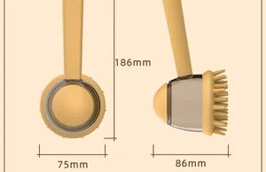 Detailed dimensions of the pet massage bath brush showing side and bottom views