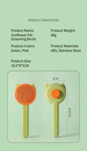 Detailed dimensions and parameters of the sunflower-shaped pet grooming brush.