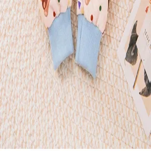 Close-up detail of soft blue ribbed cuffs on patterned waterproof dog leg covers