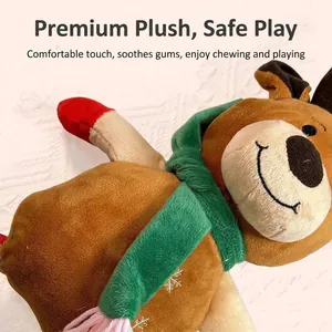 Weiches Plüsch-Rentier-Hundespielzeug für Weihnachten zum interaktiven Spielen und Kauen