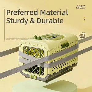 Durable large foldable pet carrier crate for airline travel and handheld outdoor use