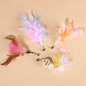 Interaktive Katzenangel Ersatzköpfe Set Naturfeder Schmetterling Fisch Anhänger Mit Glocken Katzenminze Kätzchen Spielzeug