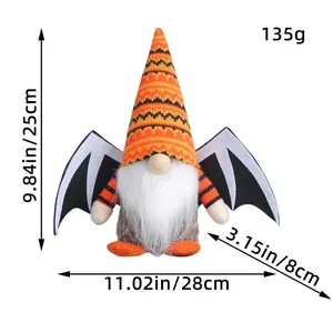 Halloween bat wing gnome plush doll with detailed size measurements 28x25x8cm 135g