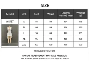 Comprehensive size chart for sexy summer sling irregular dress with measurements in CM and G