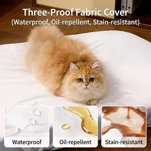 Waterproof and stain-resistant white pet mattress with triple-proof fabric for cats