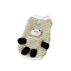 Gilet in pile per animali domestici con panda e anello di trazione per cani e gatti