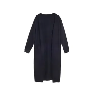 Elegant women's mid-length loose knitted cardigan sweater jacket for autumn and winter