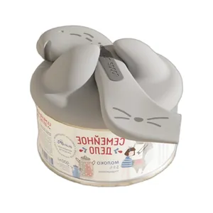 Multi-functional cat-shaped pet food can spoon and lid opener in gray finish