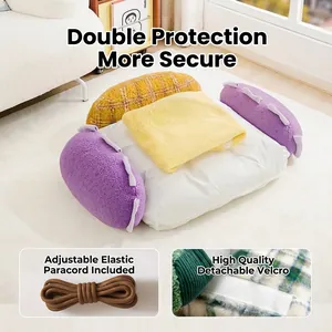 Gezellige pluche warme wasbare kattenbed bankmat met verstelbaar koord en afneembare klittenband