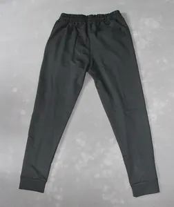 Back view of men's black solid color athletic joggers with elastic waist and pocket