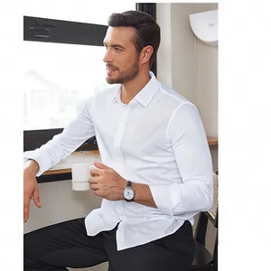 Professioneel wit herenoverhemd met lange mouwen voor zakelijke en casual kleding