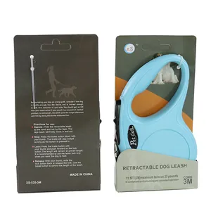 Durable blue automatic retractable dog leash 3M for small and medium sized dogs