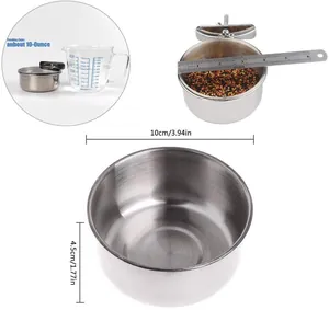 Detailed dimension and capacity view for 10oz stainless steel bird feeding cup