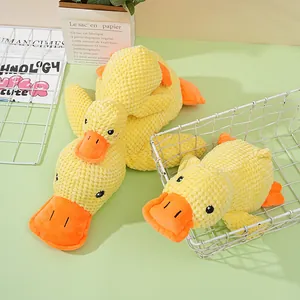 Weiches gelbes Enten-Plüschspielzeugset für Hunde mit reißfestem Strukturstoff