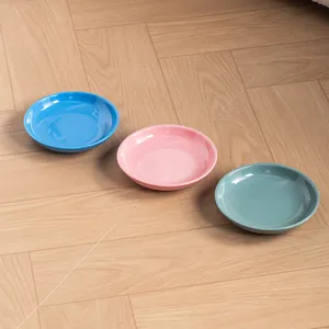 Assiettes colorées en céramique de 6 pouces pour chats et chiens en rose bleu et vert