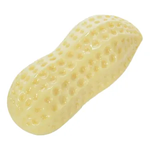 Lifelike peanut-shaped vinyl squeaky dog toy with realistic textured surface on white background