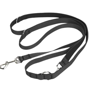 Hands-free crossbody dog leash for small and large dogs, durable black nylon lead.