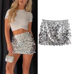 Elegant Women High Waist Sequin Mini Skirt Bodycon Embroidered Sparkly Party Night Out Bottom For Women Fashion Wear