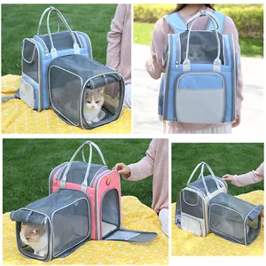 Mochila para Mascotas Expandible de Gran Capacidad Plegable Tela Oxford Malla Transpirable para Perros Gatos Viajes Exterior