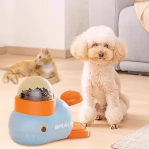 Whale-shaped puzzle slow feeder toy for dogs and cats with snack launcher function