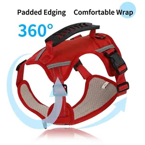 Reflective Breathable Oxford Dog Harness Adjustable No Pull Pet Vest With Handle For Large Medium Small Dogs Training Walking