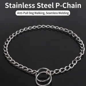 Stainless Steel Dog P Chain Collar Double Loop Choke Training Slip Collar For Large Dogs Professional Pet Supplies