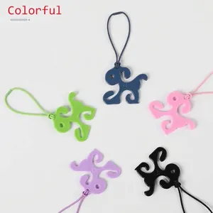 Hand-free dog poop bag holder clips in cute paw shape with colorful elastic leash loops