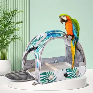 Sac de Transport Portable pour Perroquets Oiseau Cage de Voyage Transparente Respirante pour Petits Animaux Perroquets Lapins Tissu Oxford Pliable Conception en Maille Sac à Main Bandoulière