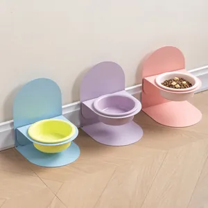 Trois bols pour animaux en céramique avec supports métalliques magnétiques réglables