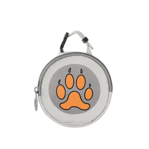 Portable Dog Waste Bag Dispenser Cute Paw Print Pet Poop Bag Holder Oxford Cloth Outdoor Walking Garbage Bag Pouch