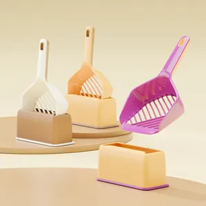Minimalistisches Katzenstreuschaufel-Set mit Basis und hängendem Griff für Haustiere