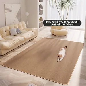 Durable Cat Scratching Mat Cotton Fabric Pet Rug Non Slip Sisal Look Grinding Claws Furniture Protector Indoor Cat Scratcher Mat