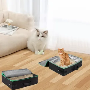 Portable foldable cat litter box for travel made of waterproof Oxford cloth