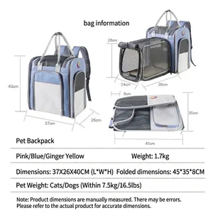 Mochila extensible para mascotas para gatos y perros pequeños bolsa de tela Oxford